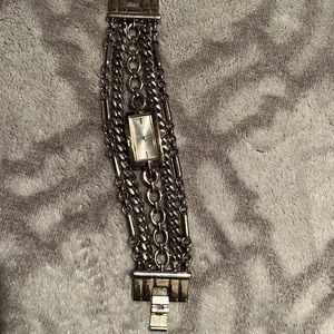 Guess silver chain bracelet watch with silver face!